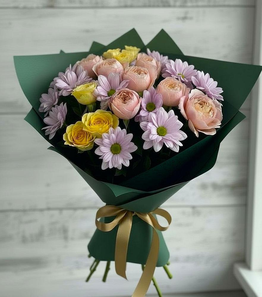 Букет цветов из: Хризантемы и Розы в Зеленоградском