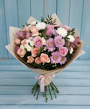 Букет цветов из:  Хризантемы, Розы и Альстромерии в Зеленоградском