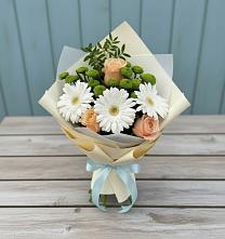 Букет цветов из:  Герберы, Розы и Хризантемы #REPLACE_PRED# Зеленоградском