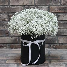 Цветочная композиция из Гипсофила в шляпной коробке в Зеленоградском